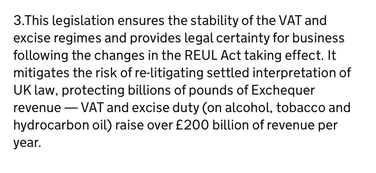 The Retained EU Law Act 2023 creates regulatory instability and uncertainty, & increased cost for business. How do we know? Well, the govt itself says so, in proposing legislation to exempt its own profit centre, VAT, from the key provisions of the Act. gov.uk/government/pub…