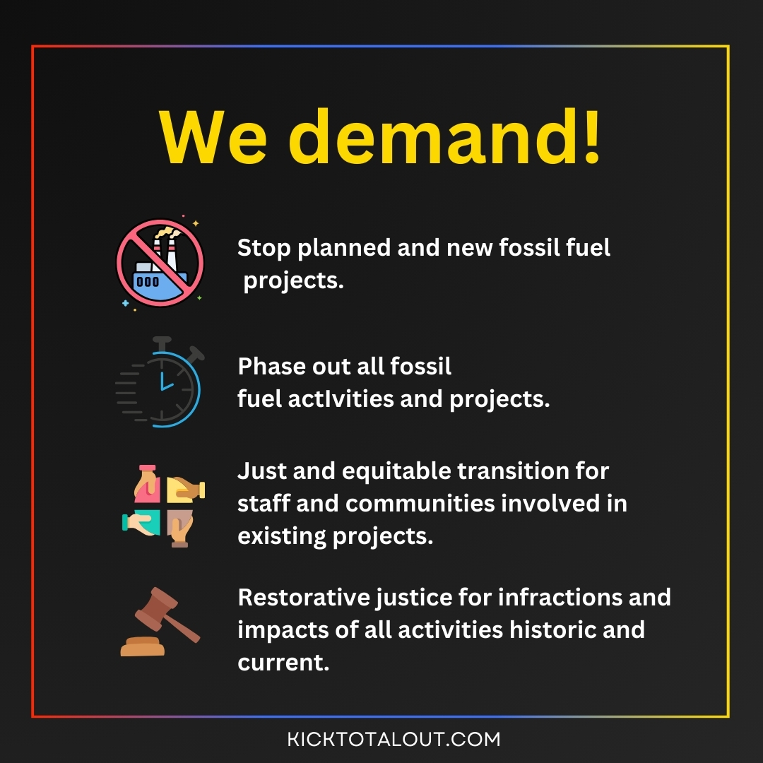 📢📢📢📢It's time to dismantle #EnergyApartheid! 

Stand with us in demanding equitable energy access for all, not just the privileged few. Help us Kick @Totalenergies out of Africa now! #Totalenemies #endfossilfuels #COP28 

🔗Join the movement: kicktotalout.com