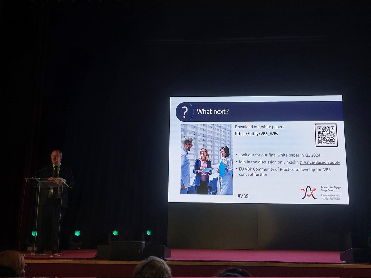 Great keynote from <a href="/hamish_laing/">Hamish Laing</a> at the #VBPconference, with a rich overview covering #valuebased supply, key factors to be #VBP ready, and the VB healthcare ecosystems, putting 🫂 patients at the very centre of the stakeholders map. 

<a href="/ValueInHealthEU/">European Alliance for Value in Health</a> <a href="/Valuein_Health/">Welsh Value in Health Centre</a>