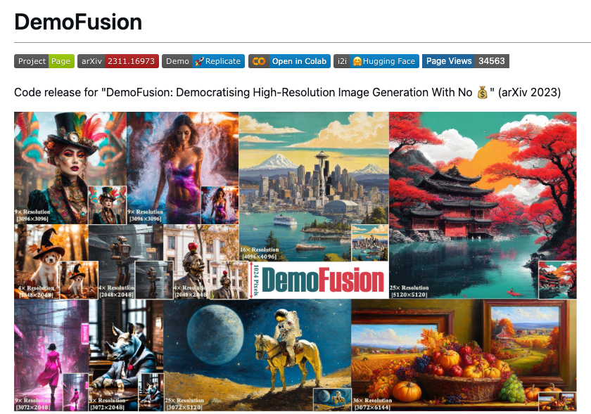 DL_Chang's tweet image. 🎉 Exciting News from Our Team! 🌟
We're thrilled to announce a major milestone for our open-source project, DemoFusion: We've just surpassed 1,000 stars on GitHub! 🚀
Check out the project here: github.com/PRIS-CV/DemoFu…
#DemoFusion #OpenSource #SketchX