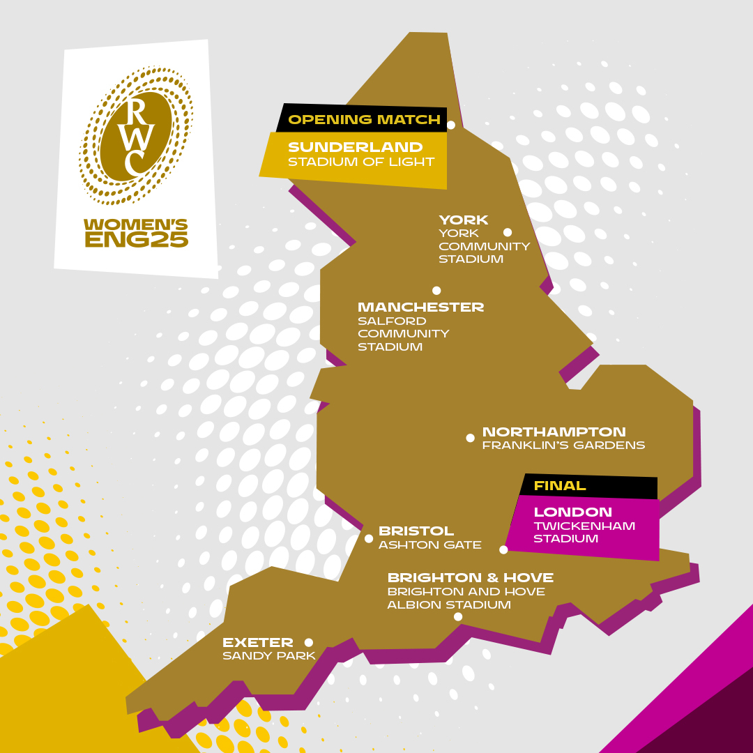 Countrywide 🤩 #RWC2025 will be hosted across eight venues and cities with 16 teams competing to be crowned world champions!