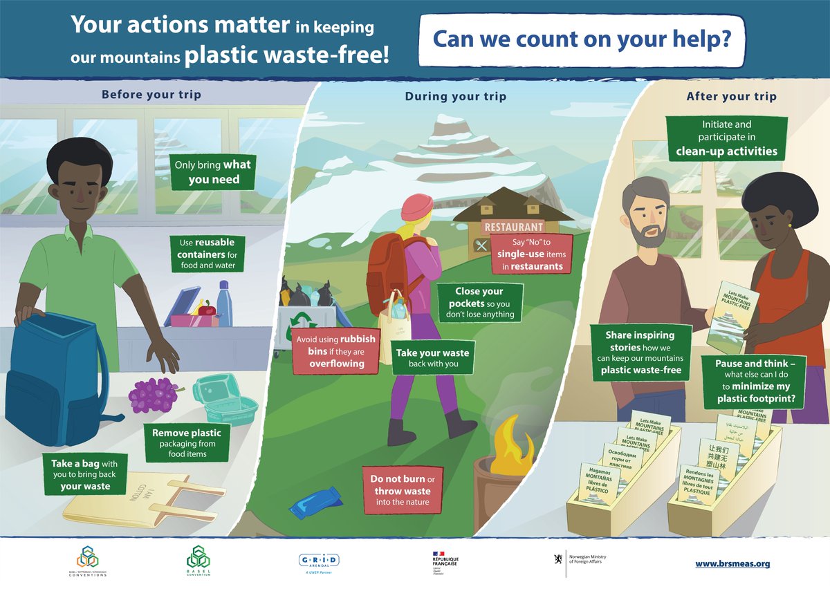 Did you know Mountains host half of the world's biodiversity hotspots & shelter 30% of all key biodiversity areas? Yet, the mountain ecosystem is under threat due to increasing amounts of plastic waste left behind! Take action for #PlasticFreeMountains #InternationalMountainDay