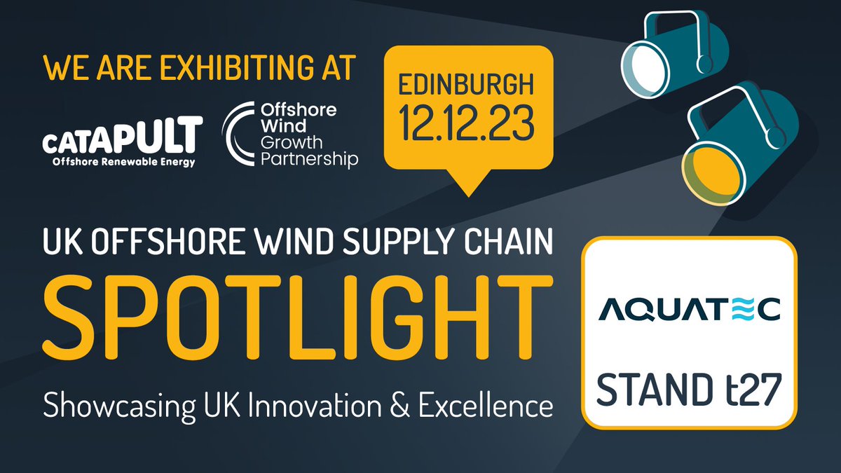 #Aquatec is hitting Edinburgh for the #UKOffshoreWind Supply Chain Spotlight on 12.12.23 📅. Dive into innovation with us at Stand T27! 📷 #RenewableEnergy #SustainableFuture #Innovation