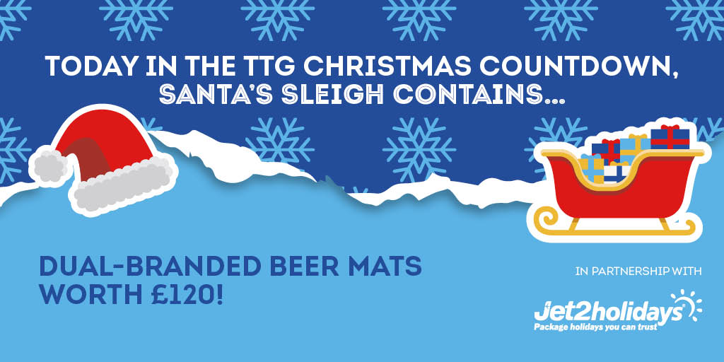 It’s Monday morning which means one thing – the TTG Christmas Countdown in partnership with Jet2holidays is back! 🎉 Today’s prize is some fancy dual-branded beer mats, worth £120! Enter for your chance to win at ttgmedia.com/christmascount… @jet2tweets