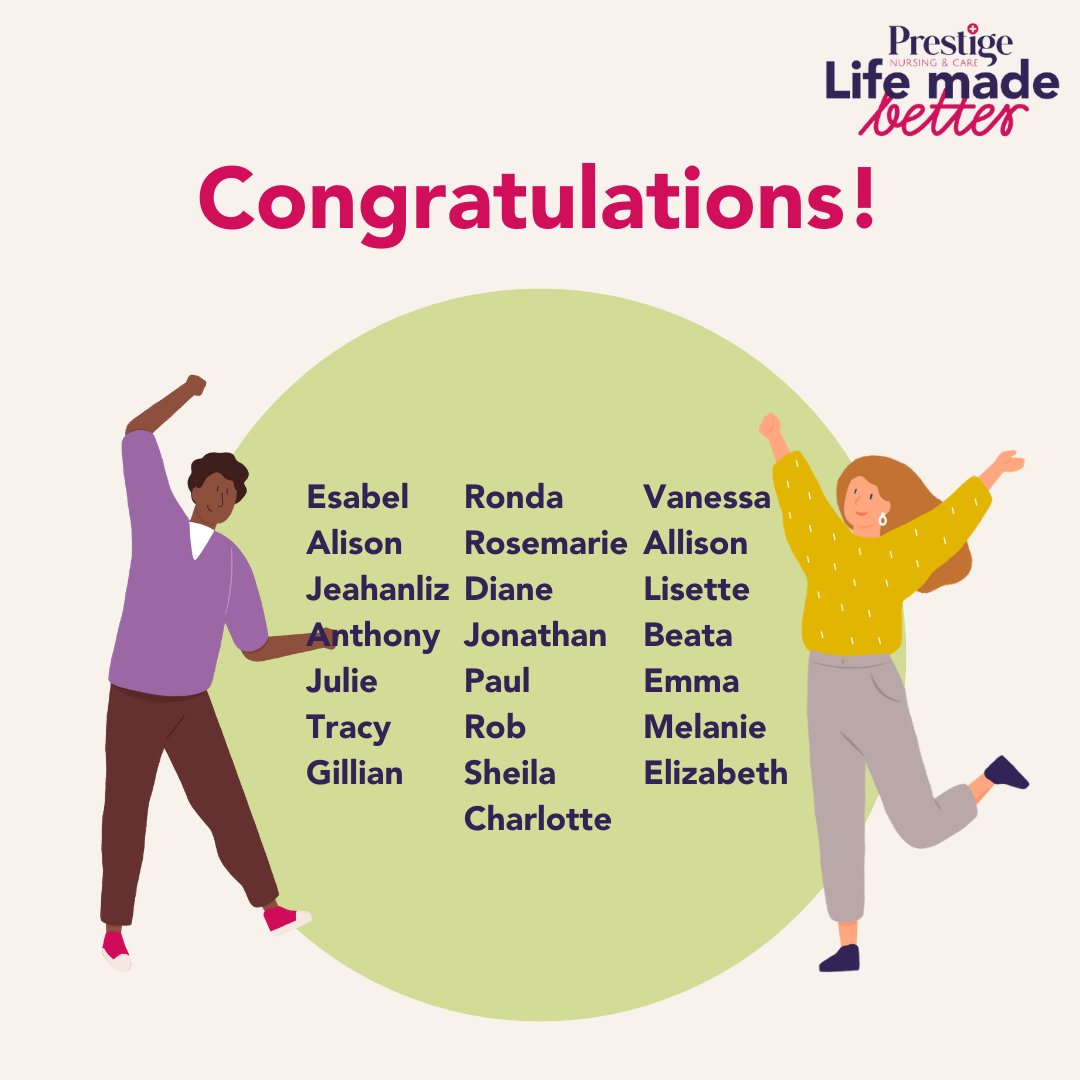 Congratulations to all of our colleagues of the month and those recognised for making an exceptional contribution during November. Thank you all for your dedication and hard work!

#lifemadebetter #congratulations #prestigenursingandcare
