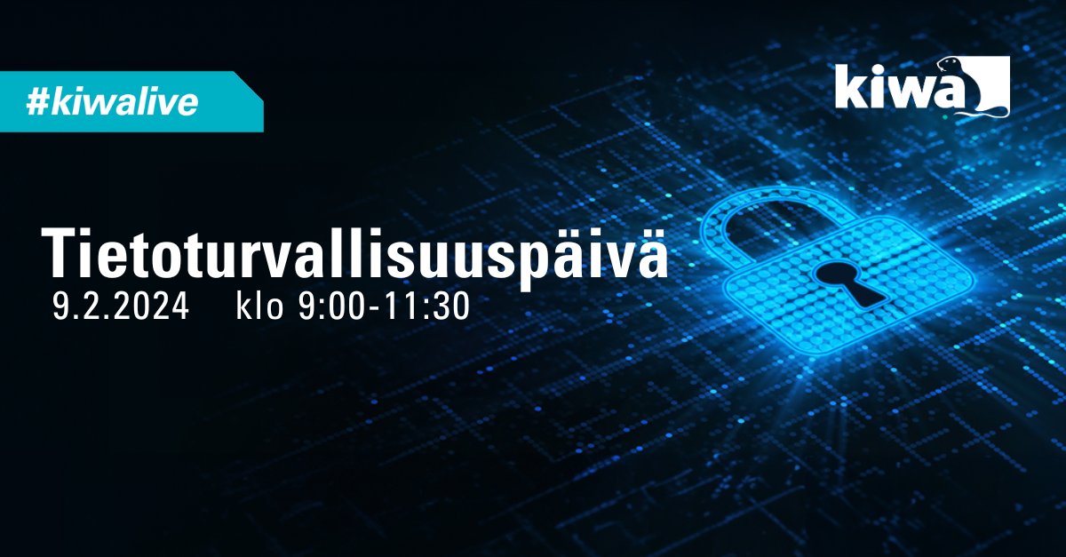 Ilmainen virtuaalitapahtuma Tietoturvallisuuspäivä Kiwa Live käynnistyy 9.2.2024 klo 9:00! 🔐 Asiantuntijapuheenvuoroja mm. kansallisista kyberturvallisuustavoitteista ja NIS2-direktiivistä. Tutustu lisää ja ilmoittaudu: loom.ly/D_AeVTs. #tietoturva #NIS2 #sertifiointi