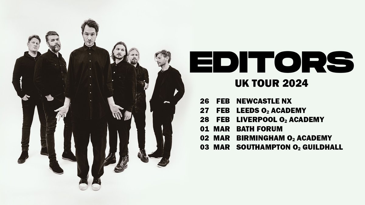 NEW >> @editorsofficial have confirmed shows at @O2AcademyBham and @TheForumBath in March 💥 Sign up to MetMusic for access to our #METpresale on Wednesday 13th December at 10am 👉 metropolism.uk/WbOy50Qb3Ap