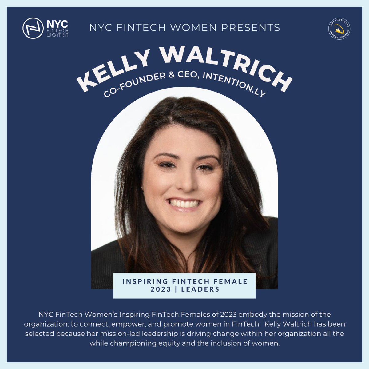 What a way to start the week! We're thrilled to announce that our co-founder & CEO, @kdubs_waltrich, was included on the #IFF2023 List! 🙌

Huge round of applause to Kelly & all of the deserving honorees who are transforming #fintech. 👏👏👏 nycfintechwomen.com/2023-inspiring…