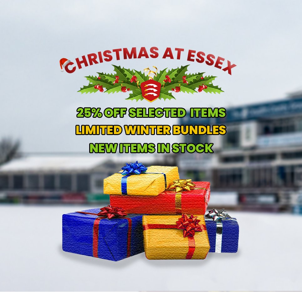 'Tis the season!🎄 Get great offers on new products and save money on selected items this Christmas at the Essex Cricket Shop!🛍️ Shop in-store or online at essexcricketshop.co.uk🛒