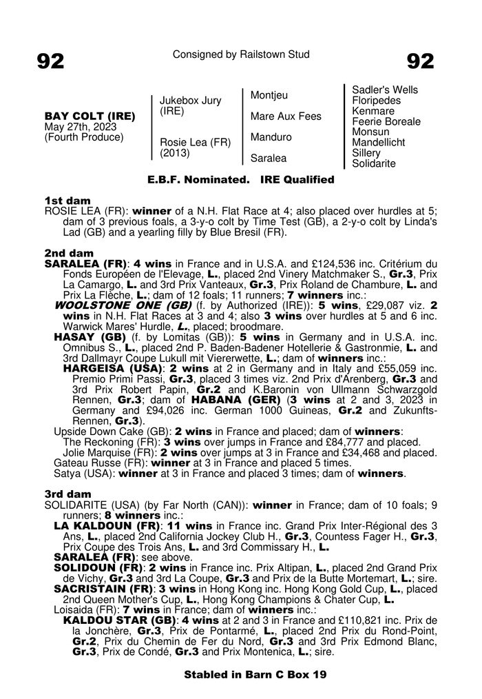 ⭐️ Lot 92 purchased @Goffs1866 this morning on behalf of a private client.