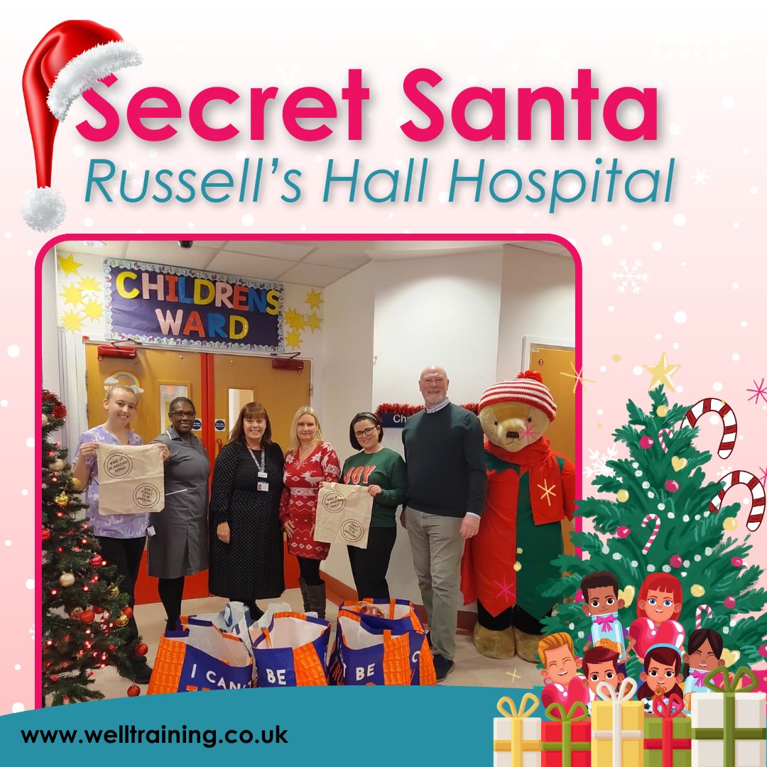 WELL Training visited the Children's Ward at Russell's Hall Hospital after forfeiting their Secret Santa &amp; raising almost £300 to provide children &amp; young people admitted in crisis with everyday essential items. #secretsanta #charityfundraising #thankyou   #healthcareheroes