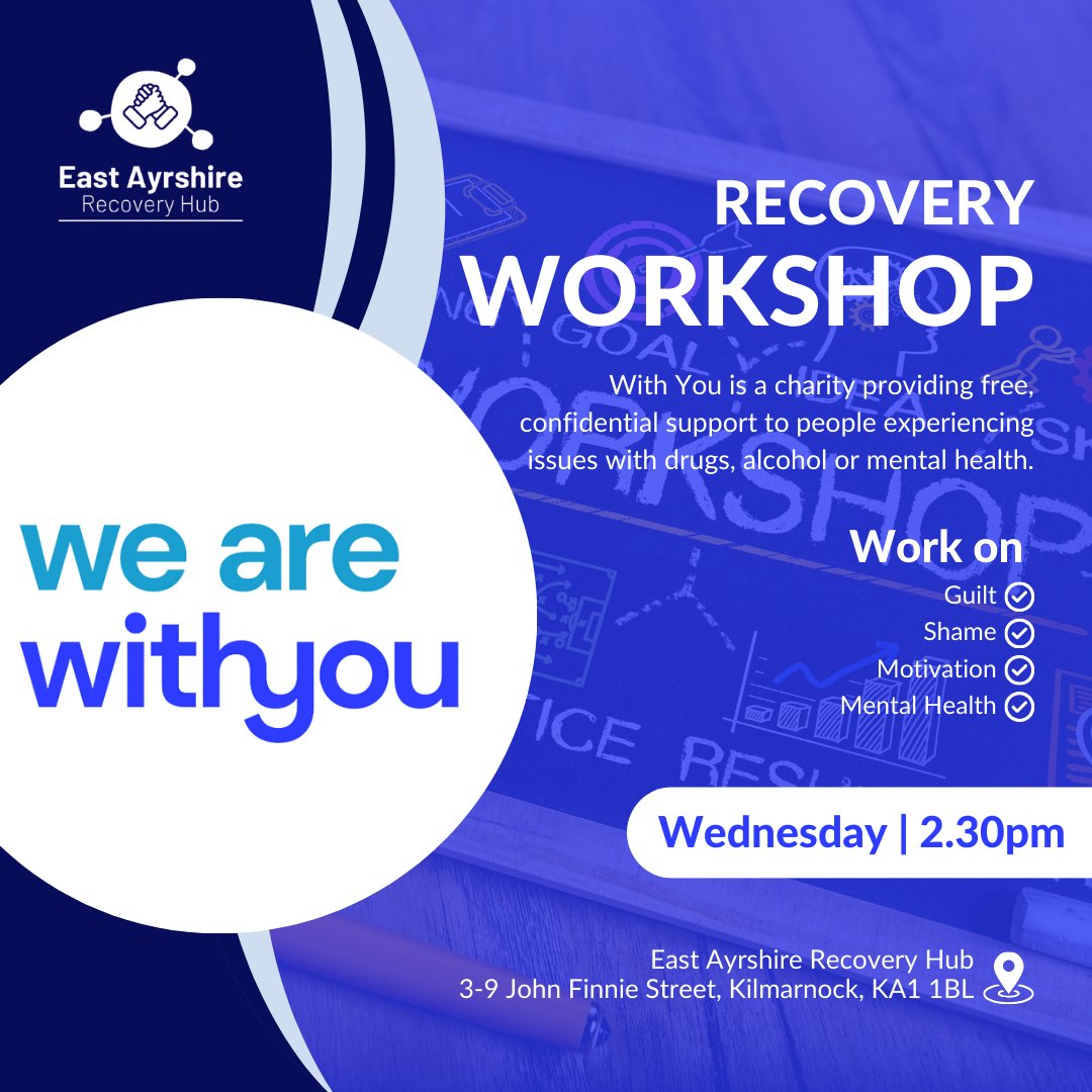 🌟 Wednesdays at 2.30pm, East Ayrshire Recovery Hub: Join these transformative Recovery Workshops. 🌱 Your recovery journey begins here! eacharecovery.org/groups-and-act… 💪 #RecoveryWorkshops #Support 🤝📚