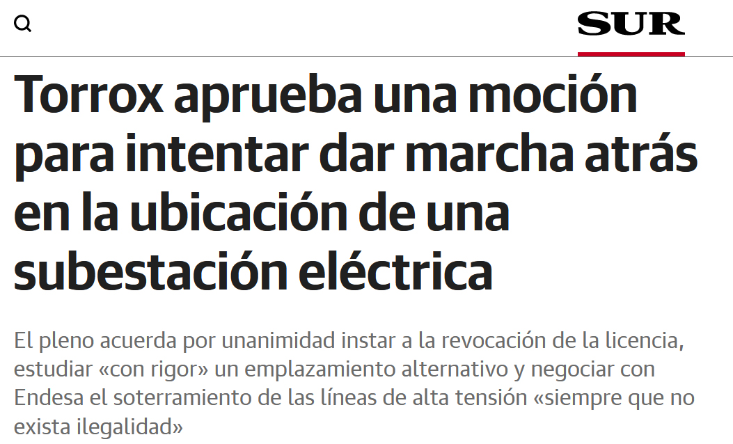 2 meses tiene ya esta noticia de <a href="/DiarioSUR/">SUR. El periódico de Málaga</a>. Nos preguntamos si desde el <a href="/Ayto_Torrox/">Ayuntamiento Torrox</a> tienen novedades al respecto. ¿Se ha estudiado otra ubicación? ¿por qué siguen las obras si se está buscando nueva ubicación?
<a href="/Endesa/">endesa</a> <a href="/OscarMedinaPP/">Oscar Medina España</a> <a href="/MNievesRamirez/">MNieves Ramirez</a>
<a href="/IUnidaTorrox/">Izquierda Unida Torrox</a> <a href="/VicarioJimenez/">Fernando Jiménez Vicario</a>
