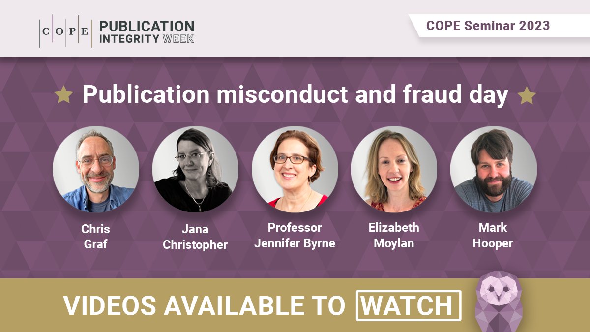We dedicated a day of Publication Integrity Week to the threat presented by misconduct and fraud and how we can combat these issues together. Watch videos: *Publication ethics & research integrity overview *Image manipulation *Post-publication corrections ow.ly/AgvH50Qhp8m