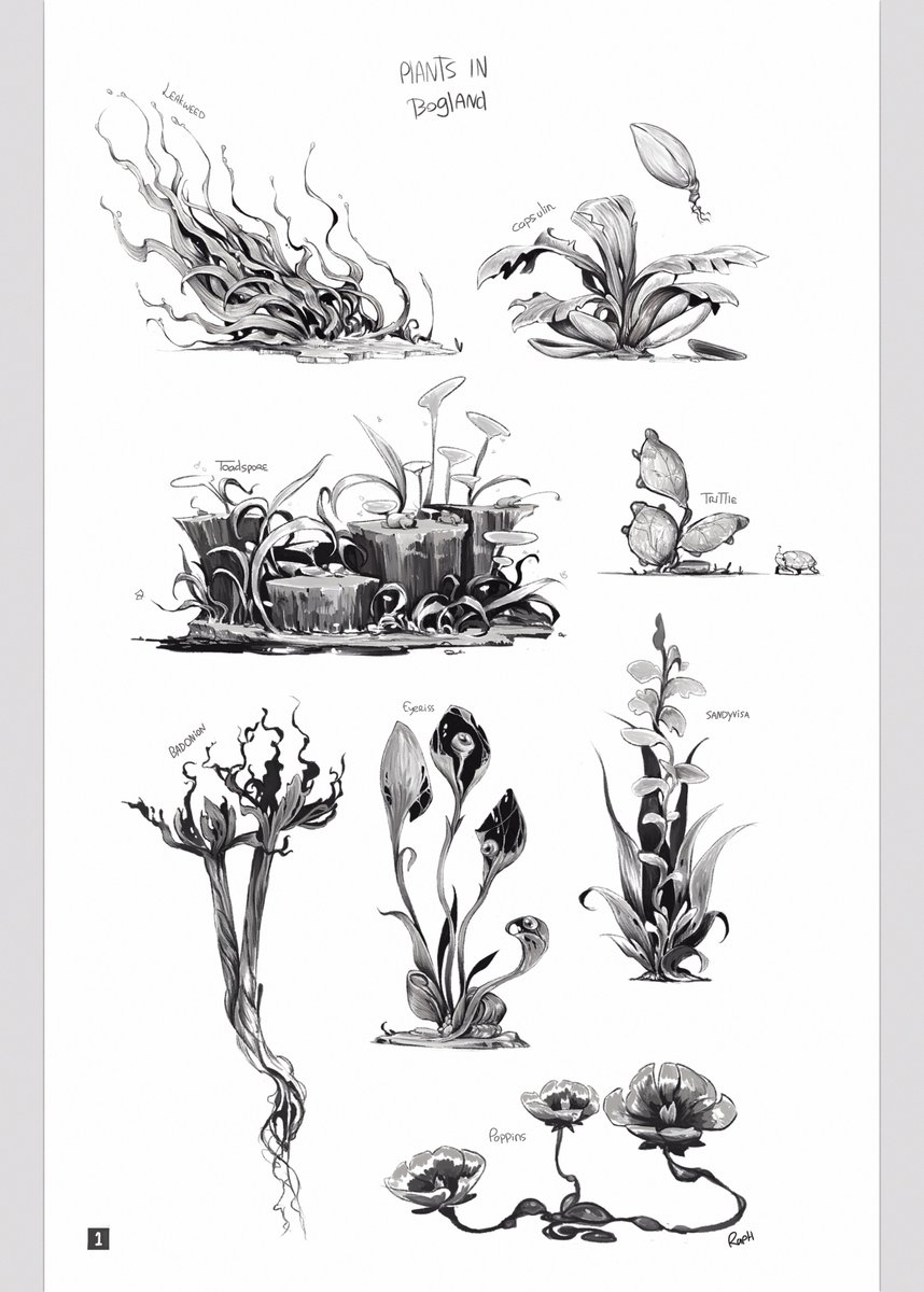 Sketching made-up plants in fantasy areas🌿 
