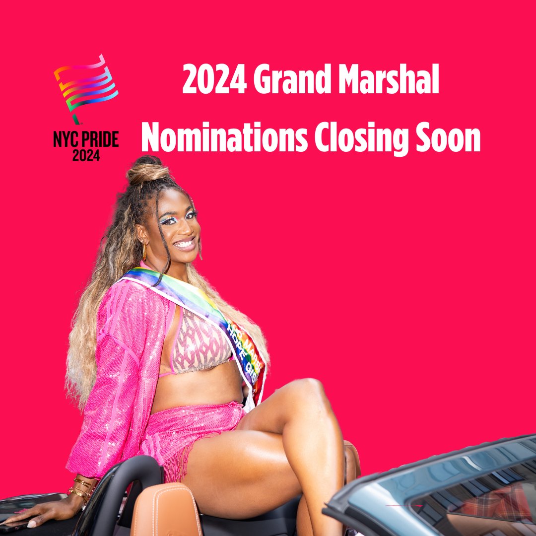 ⏰🌈Time's ticking! Nominations for the 2024 @NYCPride March Grand Marshal ends Dec 15!🚨✨Shine a spotlight on LGBTQIA+ trailblazers - nominate someone making a difference now!🏳️‍⚧️🌟Submit all nominations at bit.ly/2024GMNoms! 📥 Let's make #NYCPride 2024 unforgettable! 🗽🏳️‍🌈