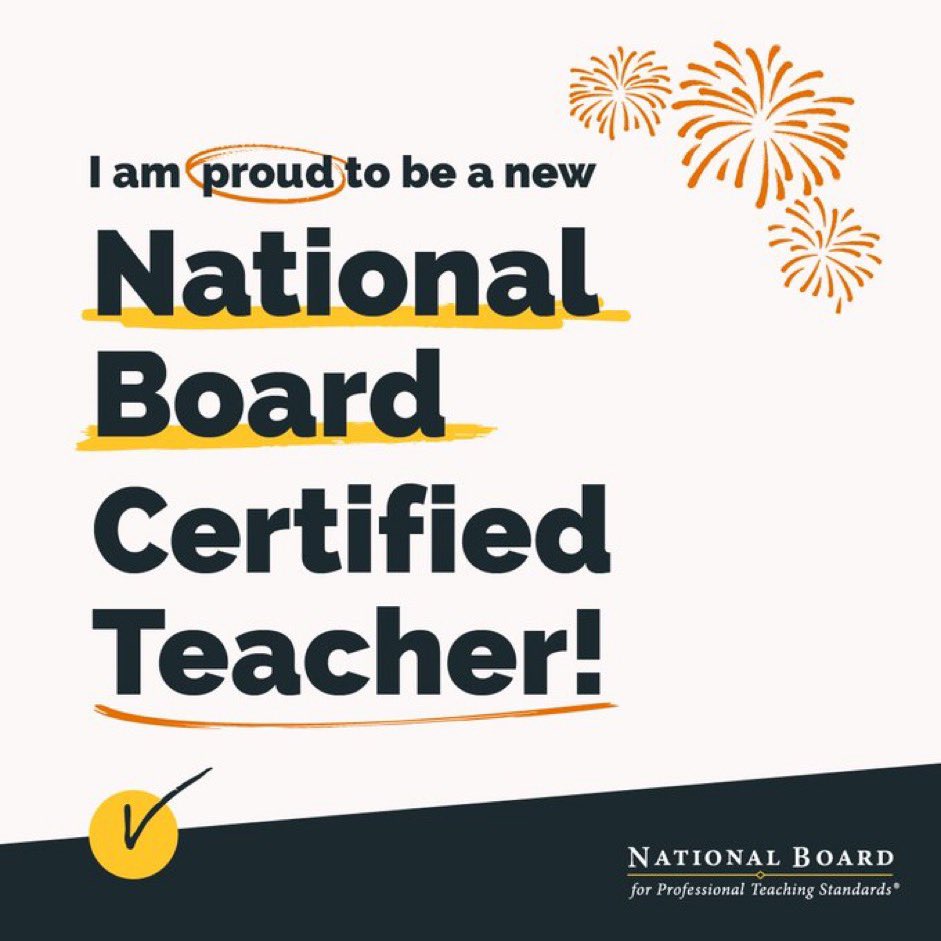 I’m so happy & proud to share that I became an official #NBCT 🥹! Through this journey I was challenged, pushed outside my comfort zone, but grew from it immensely. 🙏🏼 for the village behind me supporting & encouraging me each👣 of the way! #NBCTStrong #physed @NBPTS @Pbrookins44