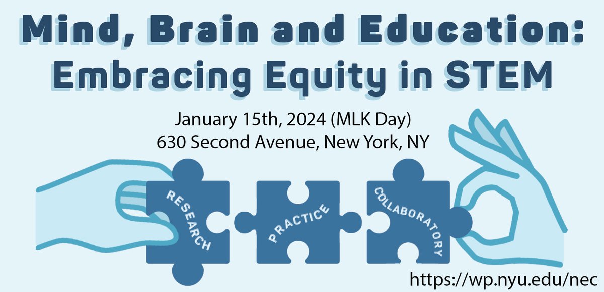 Please join me on January 15, 2024 (MLK Day) for an innovative workshop with researchers, teachers, policy influencers, and funders. We have an exciting program including presentations by @wasuzuki and @KathyandRo1. For more info: wp.nyu.edu/nec/