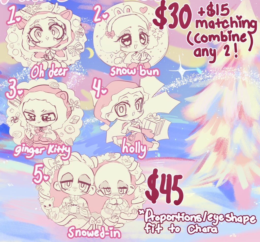 ❄️🎀🪽pink christmas ych🪽🎀❄️ 🩵more options below • rts appreciated !!
