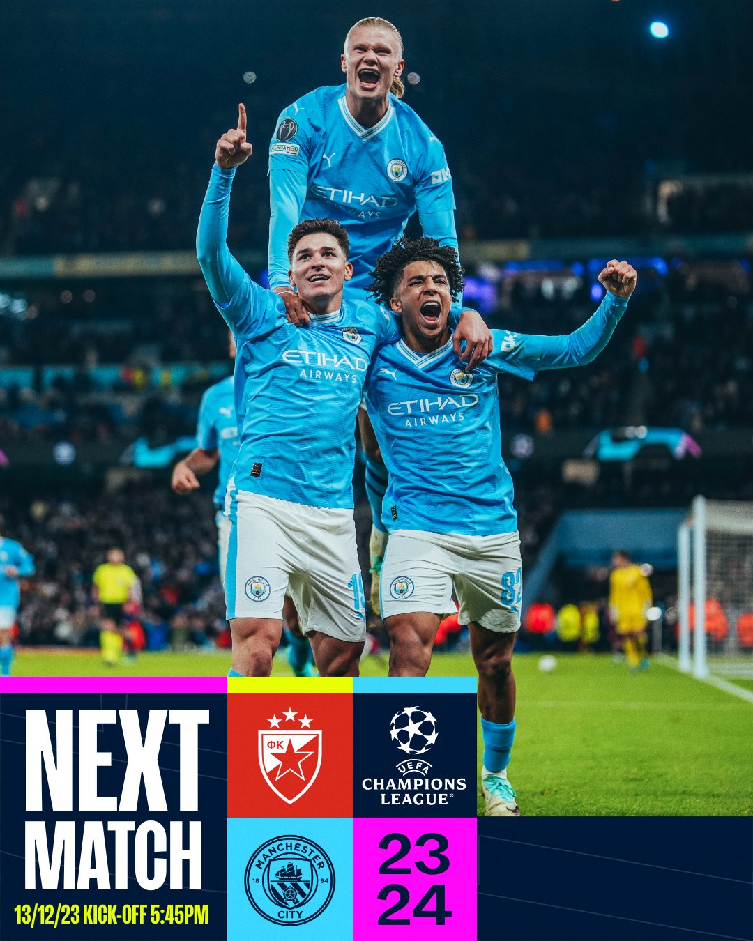 ESTRELA VERMELHA X MANCHESTER CITY - CHAMPIONS LEAGUE AO VIVO 23/24 