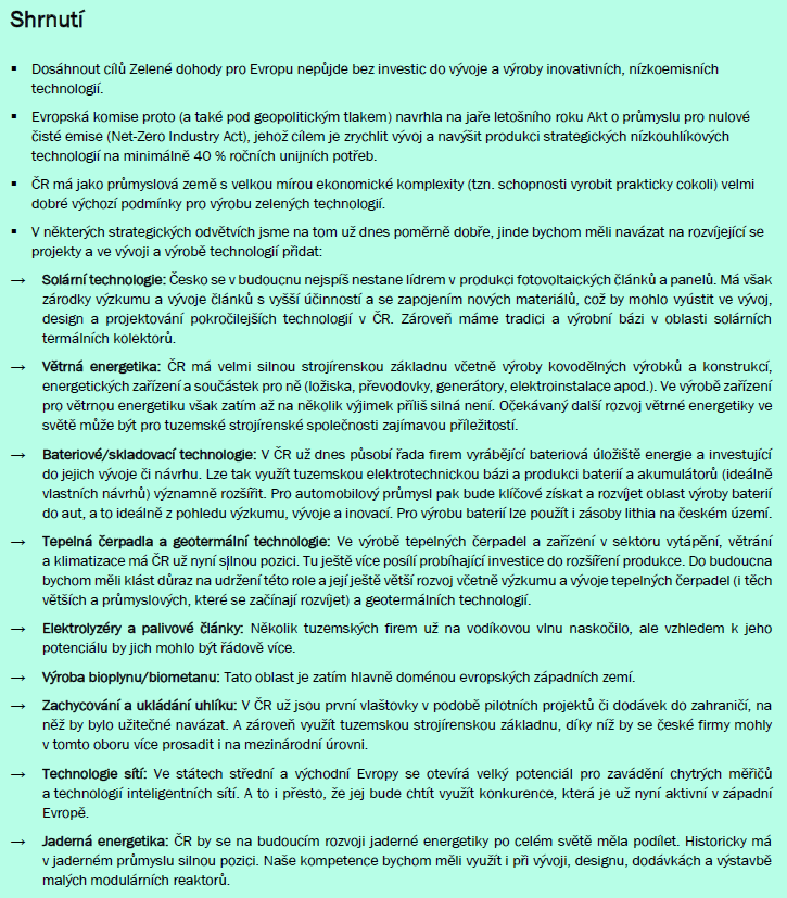 Jak může Česko vydělat na Green Dealu? Pustit se do vývoje a výroby zelených technologií - v některých oblastech jsme na tom už dnes dobře, jinde bychom mohli výrazně přidat. Jak jsme na tom a kde je potenciál, najdete v naší nové studii: bit.ly/3RCDjTy