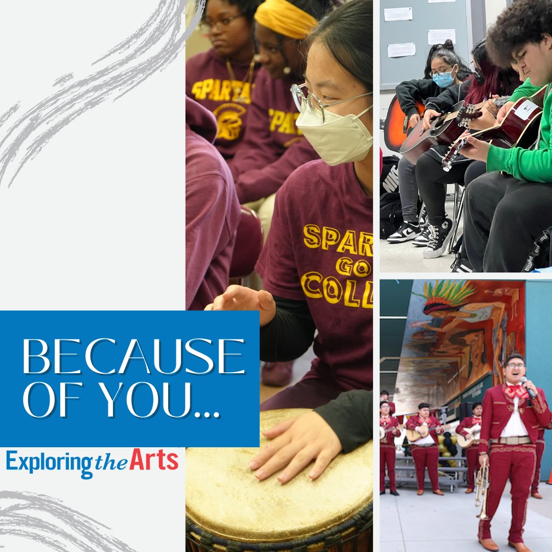 Because of you… nearly 100 high school students annually engage in an Arts Internship by working with arts/culture partners!
