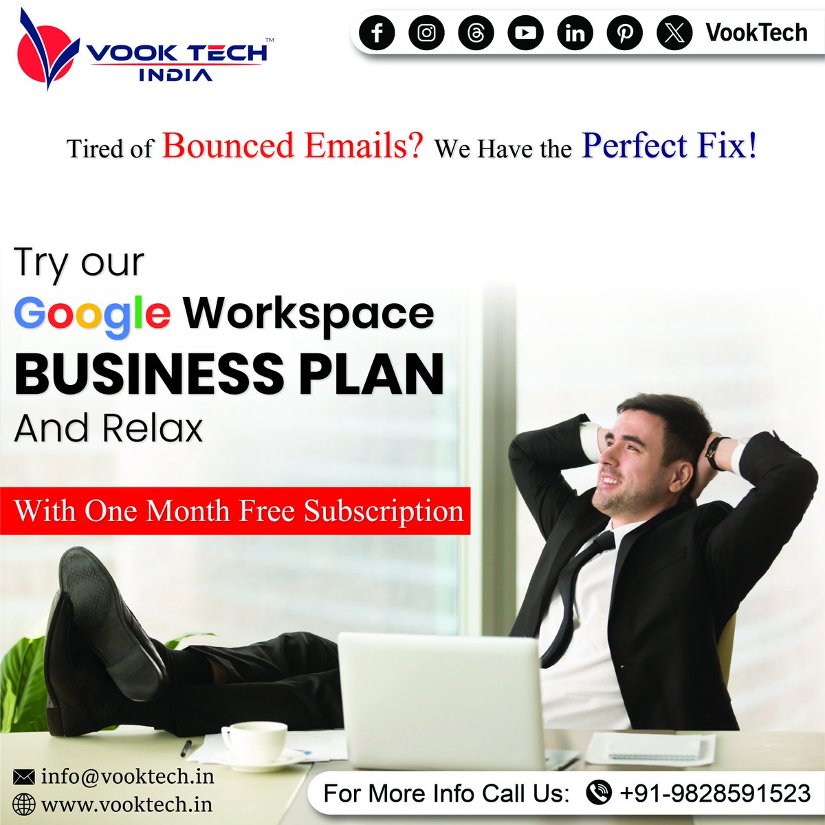 vooktech's tweet image. Say goodbye to bounced emails and hello to seamless communication! 
Try our Google Workspace BUSINESS PLAN today and enjoy hassle-free email management. 
Plus, enjoy your first month on us! 
#NoMoreBouncedEmails #customemail #email  #Googleworkspace #businessemail