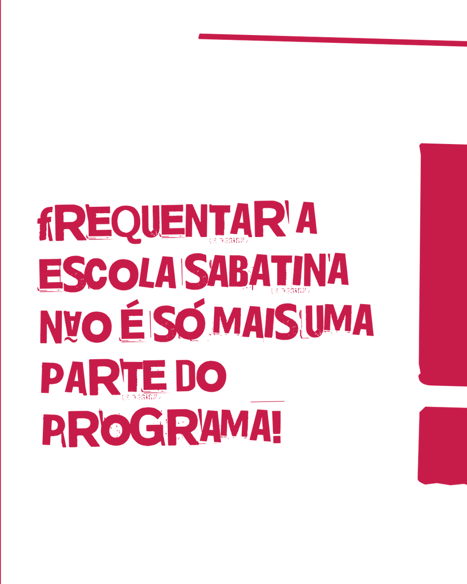 Já pensou na importância da Escola Sabatina? Sugestão: Formem o hábito, como classe da Escola Sabatina, de compartilhar o que aprenderam no dia no grupo do WhatsApp. O conhecimento bíblico é inesgotável; sempre haverá mais para compartilhar no Sábado.