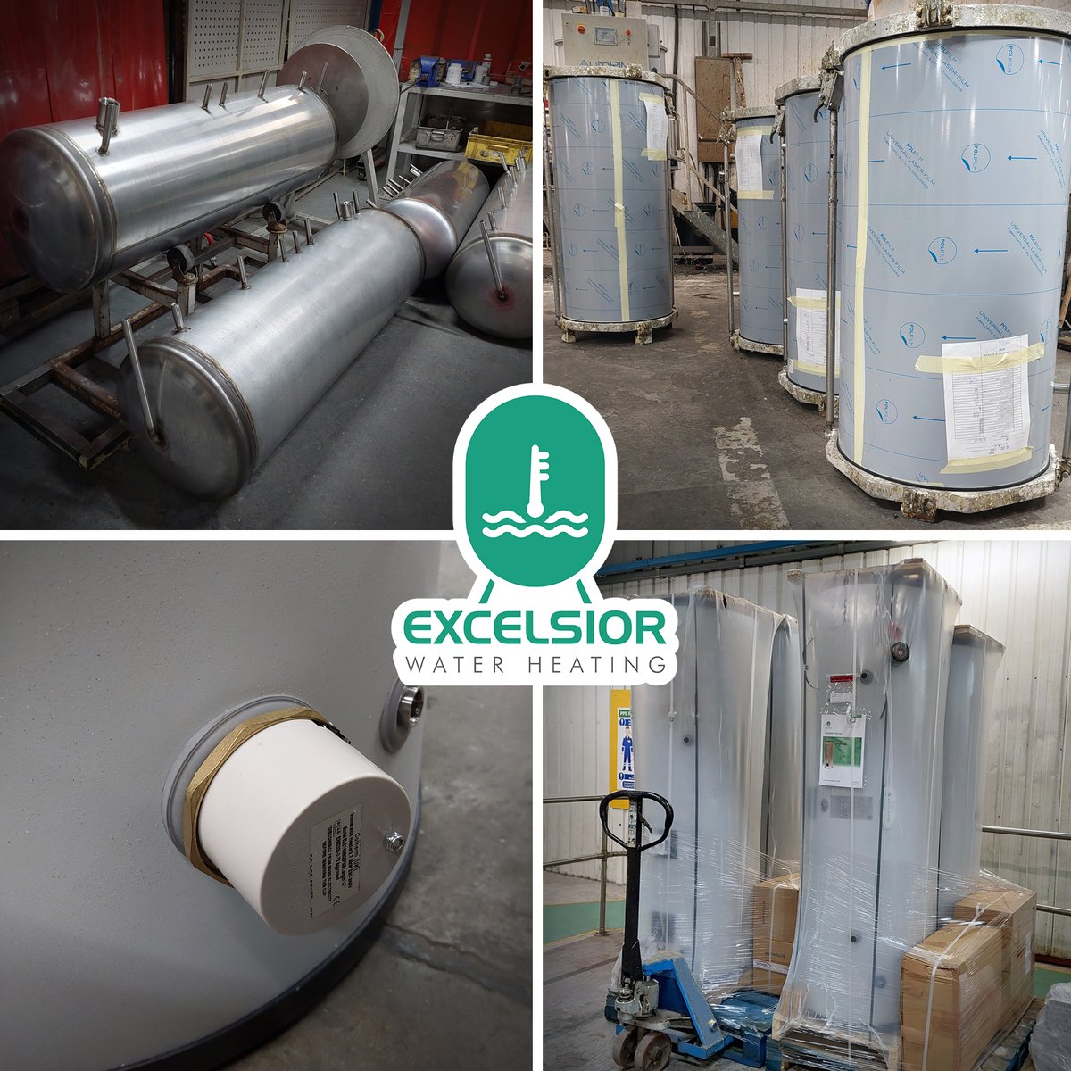 Excelsiorwater's tweet photo. From welding to foaming, Immersion heater fitting to wrapping, we have water heaters at all manufacturing stages in the factory right now!
#manufacturemonday #manufacturingmonday #domesticvessels #buffervessel #waterheater #waterheaters #factory #waterheating #hvac #ukmfg https://t.co/usEVR1vCt2