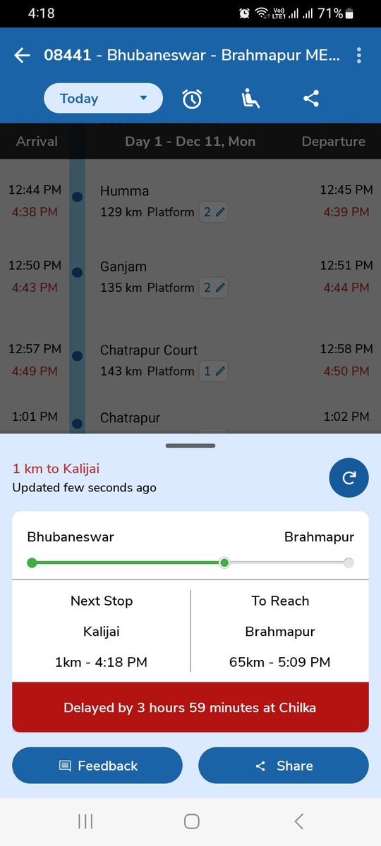 maudisantosh's tweet photo. @RoshanKrRaii 5/10 for not ensuring the time of arrival of trains in the destination https://t.co/9NaNFAvasn