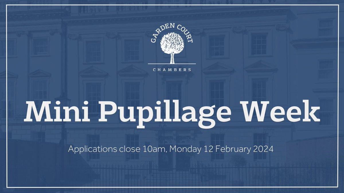 📣 Mini Pupillage Applications NOW OPEN! 📣

Our #MiniPupillage Week will take place on 11 -15 March 2024. with opportunities to attend court/hearings, work on legal research and attend conferences.

Applications close 10am, Mon 12 Feb 2024.

Apply here ▶️ tinyurl.com/ymfm2s3z
