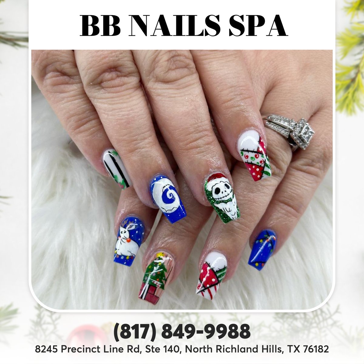 Deck the nails with laughter! 🎄😄

#BBNailsSpa #nailsalontx #BBNailsSpatx #nails #nailart #mani #pedicure #manicure #beauty #nailsalon #nailsalonnearme #nail #gelnails #nailstyle #nailsart #naildesign #love #acrylicnails #naildesigns #nailswag #nailpolish #gel