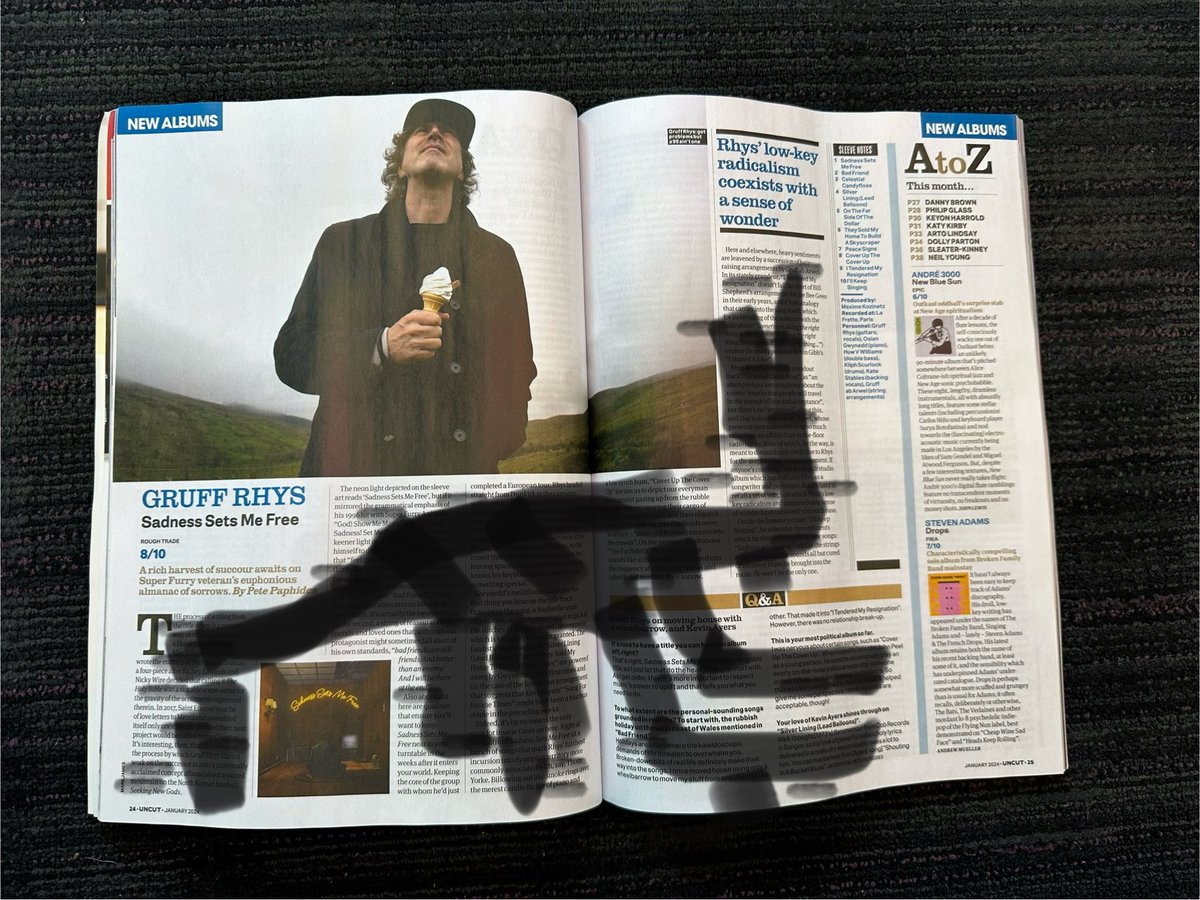 Gruff Rhys (@gruffingtonpost) on Twitter photo Massive review of Sadness Sets Me Free & Q+A in the latest issue of <a href="/uncutmagazine/">Uncut Magazine</a> w/ Keef on the cover - special mentions to the contributions of <a href="/OsianGwynedd/">Osian Gwynedd</a> & <a href="/bitwbitwbitw/">Bitw</a> by <a href="/petepaphides/">Pete Paphides</a> - here’s a photo w/ vandalism & retractions in support of print media - LP out Jan26th Massive review of Sadness Sets Me Free & Q+A in the latest issue of <a href="/uncutmagazine/">Uncut Magazine</a> w/ Keef on the cover - special mentions to the contributions of <a href="/OsianGwynedd/">Osian Gwynedd</a> & <a href="/bitwbitwbitw/">Bitw</a> by <a href="/petepaphides/">Pete Paphides</a> - here’s a photo w/ vandalism & retractions in support of print media - LP out Jan26th