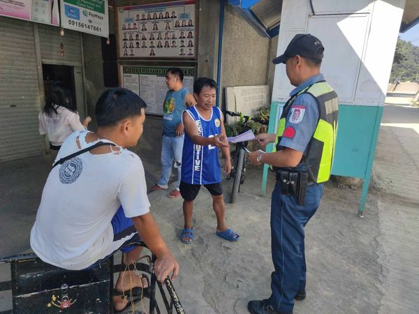 PMSg Leonilo Barnachea,HRA PNCO of Sugpon MPS conducted dialogue and distributed flyers regarding Human Rights Promotion, awareness and crime prevention tips on Ill Effects of Illegal Drugs and driving safety tips.