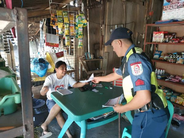 PSSg Orland Quanguey conducted distribution of flyers regarding Human Rights Promotion, RA 9262 (Violence Against Women and Children) and RA 8353 ( Anti-Rape Law).