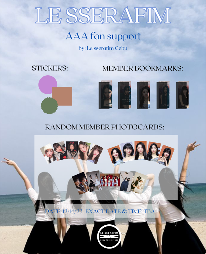 「LE SSERAFIM at #AAA2023 」  

Fan support for LE SSERAFIM at the AAA 2023.
  
Time and location: TBA

🩶random member sets or group sets
🩶like &amp; rt
🩶might randomly approach fearnots on d-day
 
#LESSERAFIM #르세라핌 #AAA2023inPH