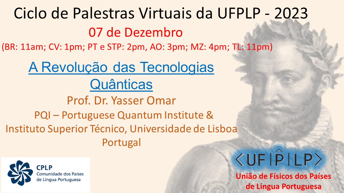 🌐 Last Thursday, <a href="/YasserOmar_/">Yasser Omar</a> was the keynote speaker in a virtual seminar, organized by UFPLP

🌎 Joined by listeners from different continents, united by their shared common language Portuguese, it was a journey through the Quantum World!

🙏 Thank you UFPLP!

#Quantum #Tech