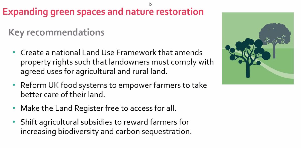Four recommendations for expanding green spaces and enabling nature restoration complete the presentation by Senior Researcher @CJaccarini for today’s #LocalGreenNewDeals webinar. Read the full report on the CREDS website: creds.ac.uk/publications/l…