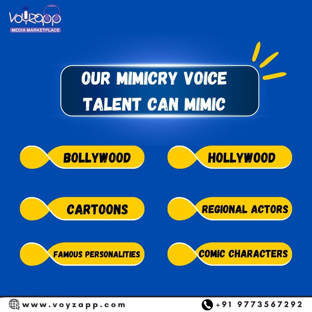 Tired of the same old voice actors? Let us add some originality to your project with our mimicry voice over artists. For more visit: voyzapp.com/mimicry-voice-… #voiceover #voiceoverservices #voiceactor #voiceartist #voiceovertalent #voiceovercasting #casting #voiceoverartistry