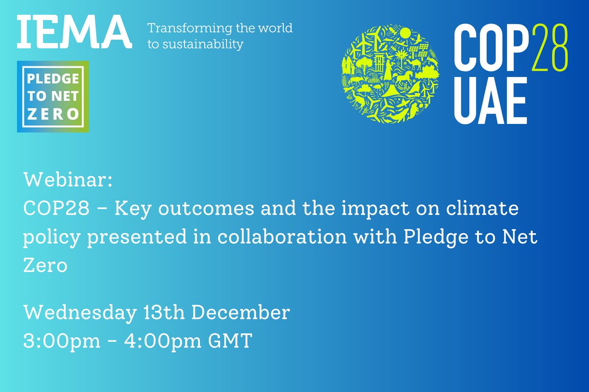 ISEPglobal's tweet photo. Looking for a practical overview of the key decisions made at #COP28 & the impact on businesses & organisations? Join our webinar in partnership with #PledgeToNetZero to join the discussion. https://t.co/HhZNr1fReQ https://t.co/VvMVuzr7IY