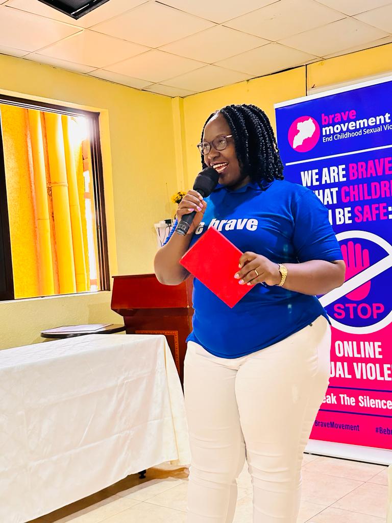 Team leader @RaisingTeensUg2; @nankunda20 argues us to unite and #BeBrave and take a stand against #EndChildhoodSexualAbuse. Every voice matters in creating a safer world for our children. Together, we can make a difference. 💙