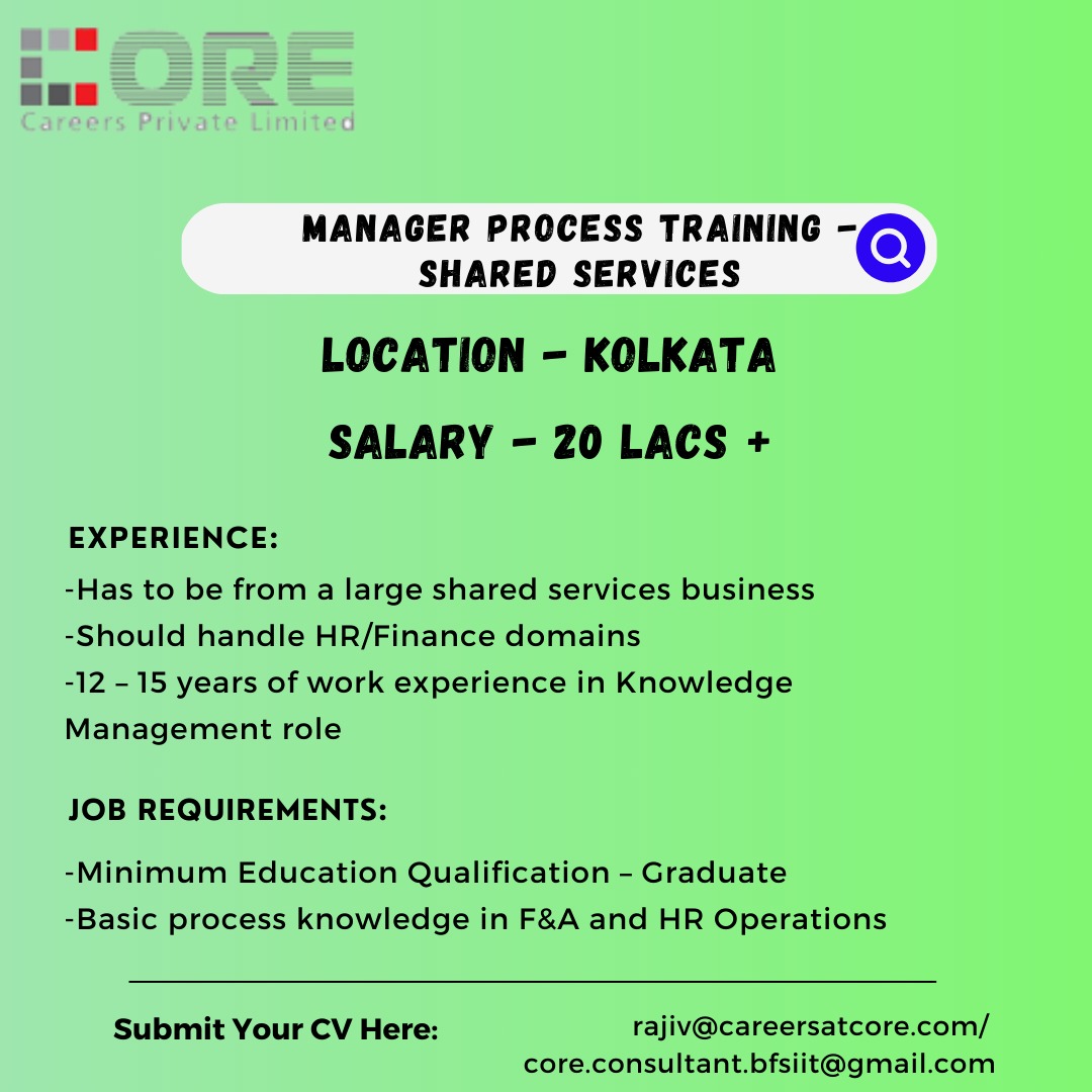 #KnowledgeManagementLead #ProcessTraining #SharedServices #PeoplePlan  #CapabilityDevelopment #LearningManagement #HRStrategy #BPOExpert  #OperationalExcellence #SharedServicesCareer