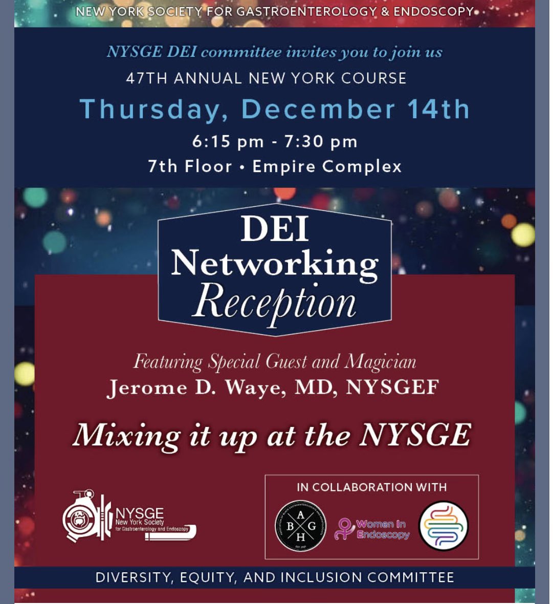 Come to the @NYSGE Annual Course and attend the #DEI networking reception for a time to connect and learn while having fun. Drinks, food, and merriment will most definitely be had! We hope to see our #blackingastro fam and friends there! #diversityingi