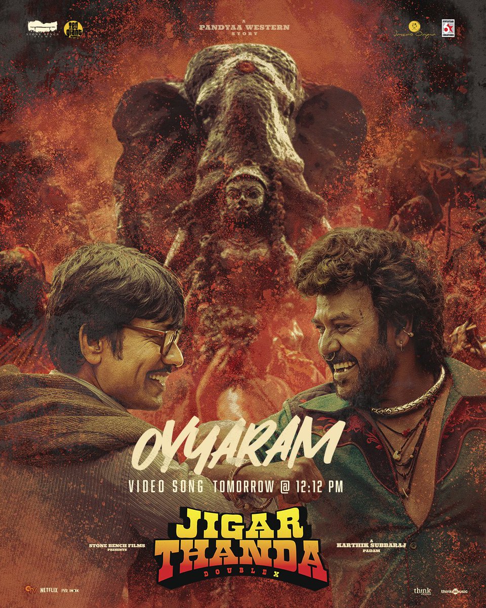 The much Celebrated song that is A Celebration of the tribe - #Oyyaram Video Song releasing tomorrow at 12:12 pm 

#JigarthandaDoubleX ❤️ a @Music_Santhosh musical 

#DoubleXDiwaliBlockbuster 

 @offl_Lawrence @iam_SJSuryah @dop_tirru @kaarthekeyens @stonebenchers #AlankarPandian…