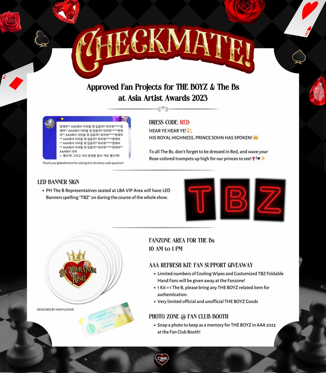 C-AAA-TCH THAT ROYAL!♟️♥️

CHECKMATE: The Boyz in AAA 2023 Fan Support Project by <a href="/tbzprojectsph/">THE BOYZ Projects PH</a> 

To all The Bs coming to Asia Artist Awards 2023 this December 14, here are things in store for you! 🥰

#TBZinAAA2023 #AAA2023inPH 
#더보이즈 #THEBOYZ