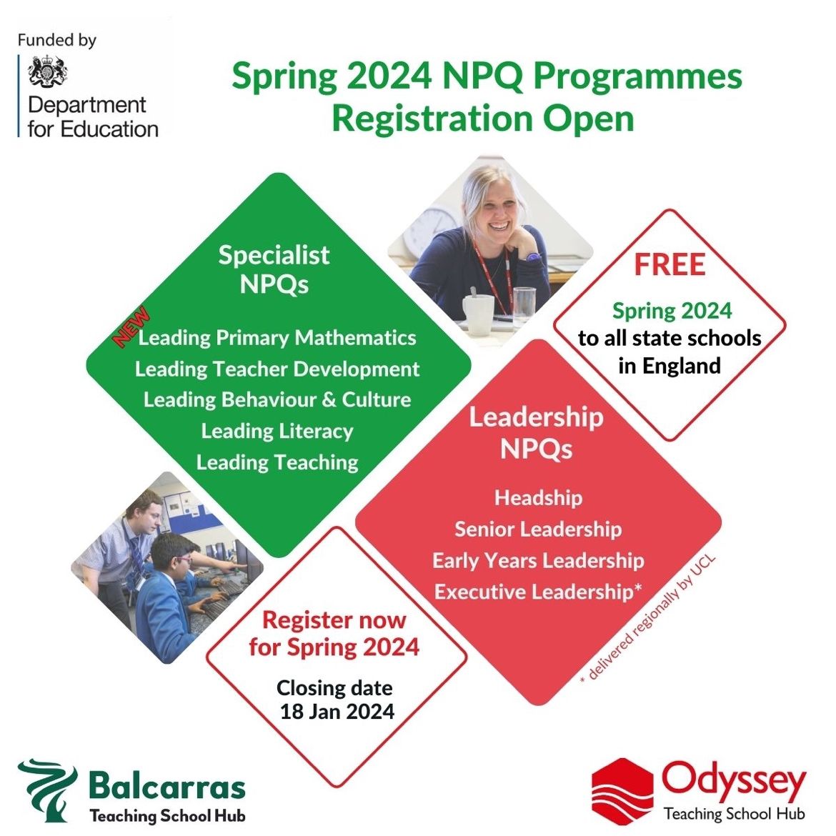 NPQs for Spring 2024 now open for registration!

Sign up below:

…ional-qualifications.education.gov.uk

#GloucestershireNPQs
#teacherdevelopment
#fullyfundedCPD