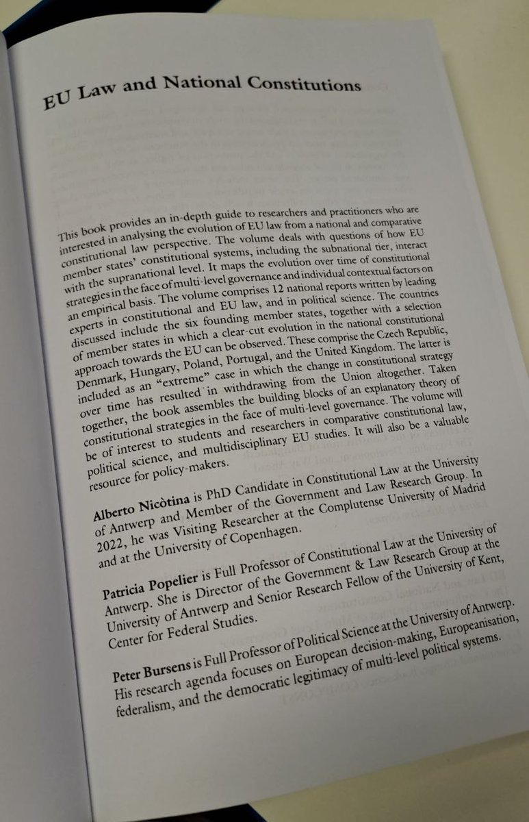 📚It is finally out!
With Patricia Popelier and @PeterBursens we put together a fantastic group of scholars from 12 EU countries to discuss the constitutional dynamics of EU integration!
doi.org/10.4324/978100…

Thanks to <a href="/RichardAlbert/">Richard Albert</a> &amp; the other series editors  <a href="/RoutledgeLaw/">Routledge Law</a>
