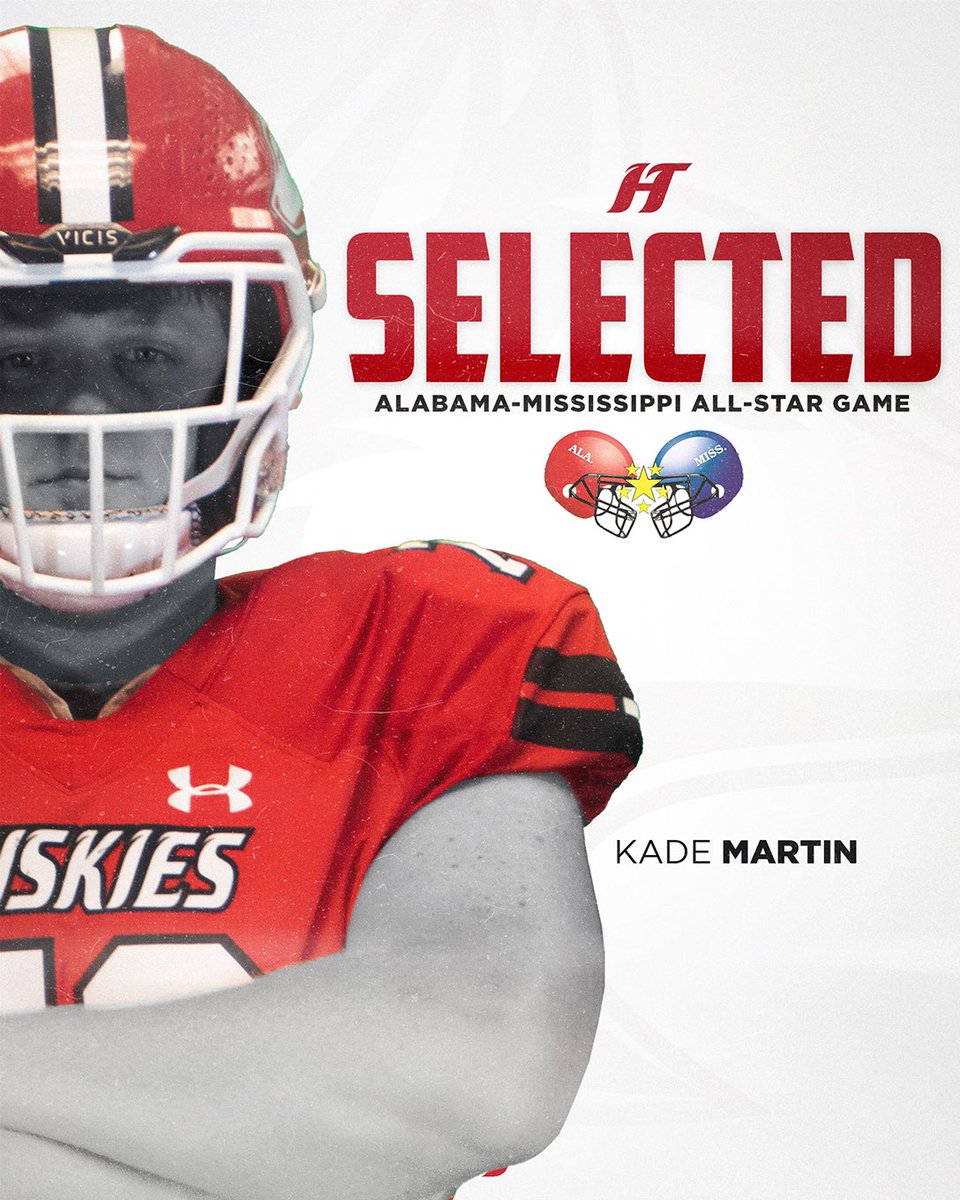 Congratulations to HuskyFast OL Kade Martin on being selected to play in the Alabama/Mississippi All-Star Game. The contest is scheduled to be played Saturday,December 16 at Roberts Stadium in Hattiesburg (MS) on the campus of the University of Southern Mississippi <a href="/AHSAAUpdates/">AHSAA</a>