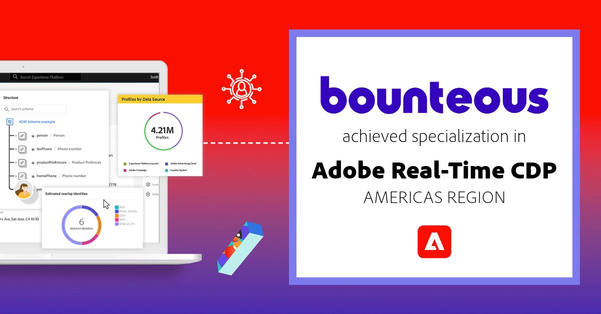 AdobePartner's tweet image. The Adobe #RealTimeCDP specializations are rolling in! Congrats to @Bounteous on their newest accomplishment as an #AdobePartner. This is their 8th specialization! 📣 8️⃣ 

Learn more about Bounteous&apos; expertise: adobe.ly/4abPGNz
