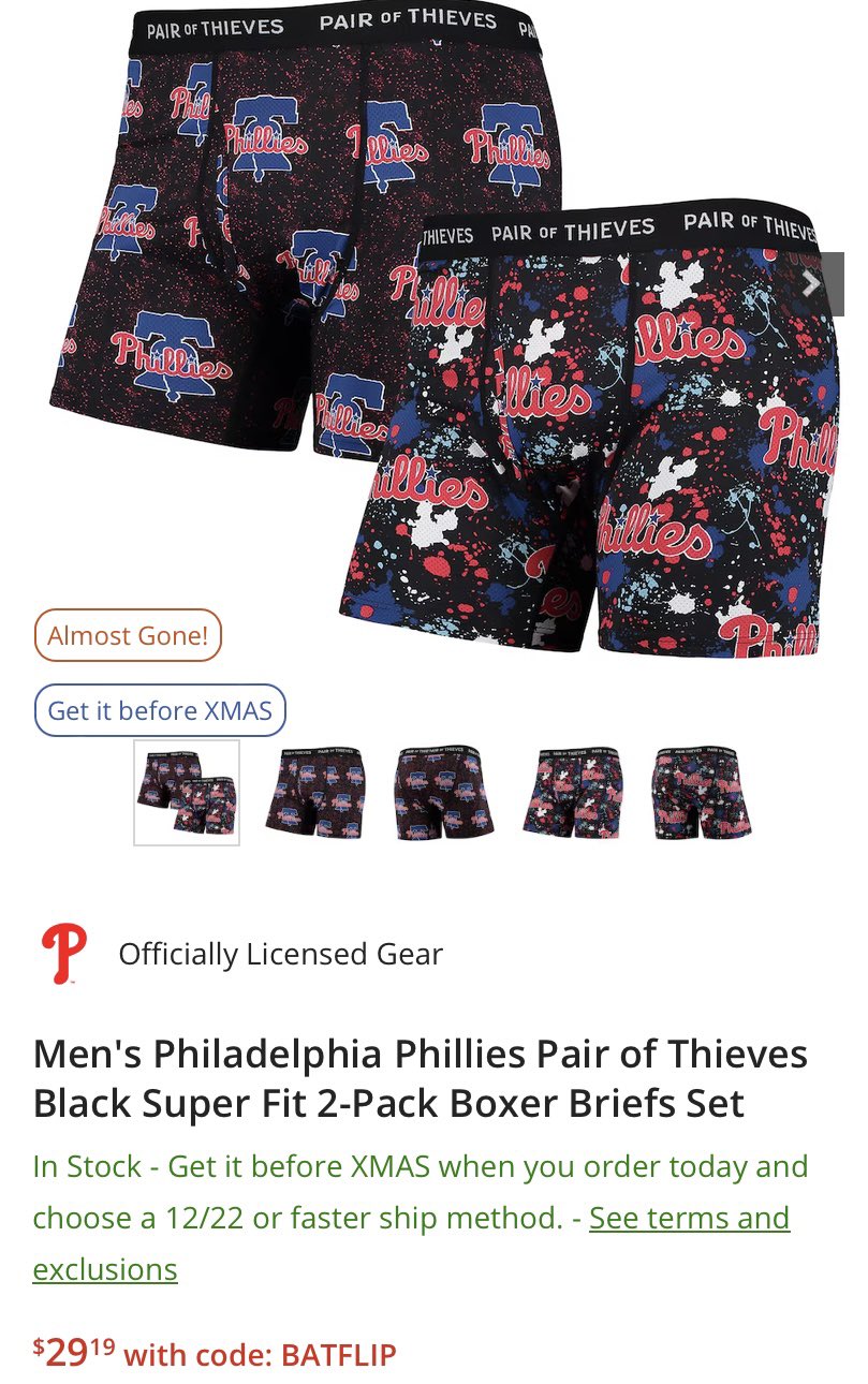 Men's Philadelphia Phillies Pair of Thieves Black Super Fit 2-Pack